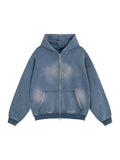 T.I.N Washed Blue Full Zip Hoodie