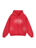 T.I.N Washed Red Full Zip Hoodie