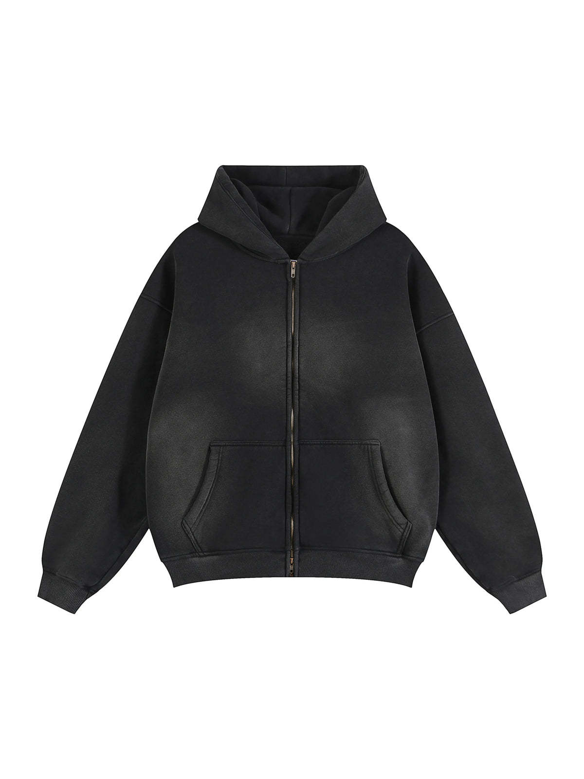 T.I.N Washed Black Full Zip Hoodie