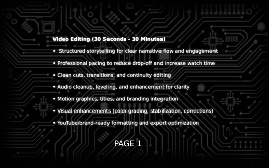 VIDEO EDITING $39.99 - $149.99